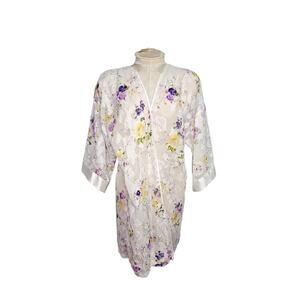 Vintage LA intimates sheer floral robe *No belt size small